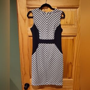 Calvin Klein Chevron Navy White Strip Shift Dress 4